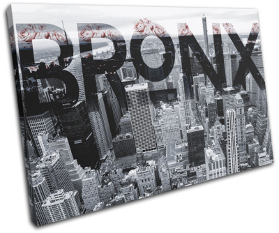 New York Floral NYC Typografie Bronx City EINZELNE LEINWAND WANDBILD Bild Druck