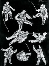 Michaela Krinner 1915-2006 Welttheater Blätter Tusche vollflächig Theater Bühne