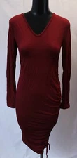 Boohoo Womens Maternity Ruched Tie Side Plunge Midi Dress BF5 Burgundy US:4 UK:8