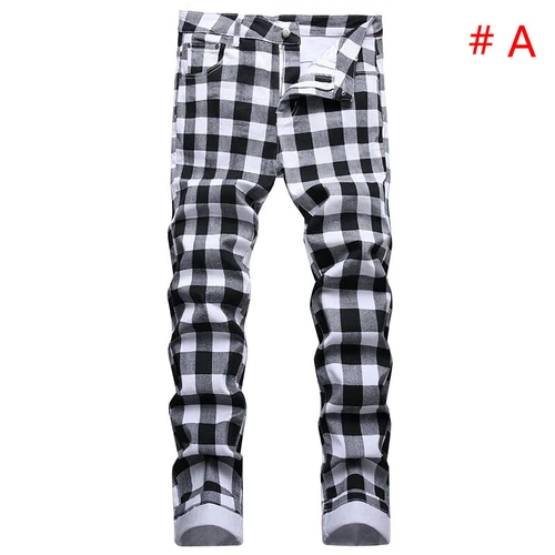 Moda Para hombres Jeans Elastizados Calce Ajustado Pantalones Informales Largos Estampados Denim Pantalones - Imagen 11 de 38