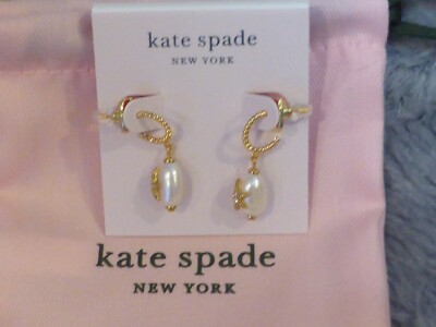 Kate Spade New York Sea Star Fish Pearl Huggies Earrings NWT Dust Bag $58