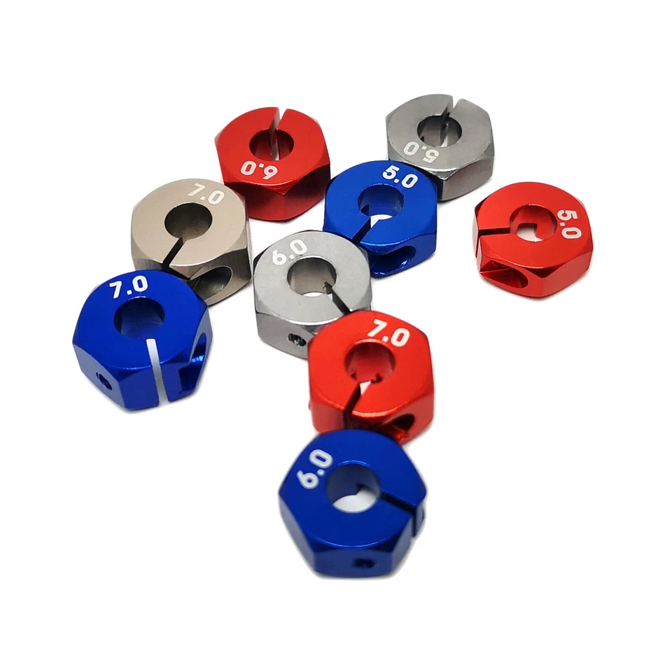 Hexagones Hex de Roues 5/6/7mm 12mm 1/10 Aluminium Tamiya tt-01 tt-02 HPI Drift - Photo 1/4