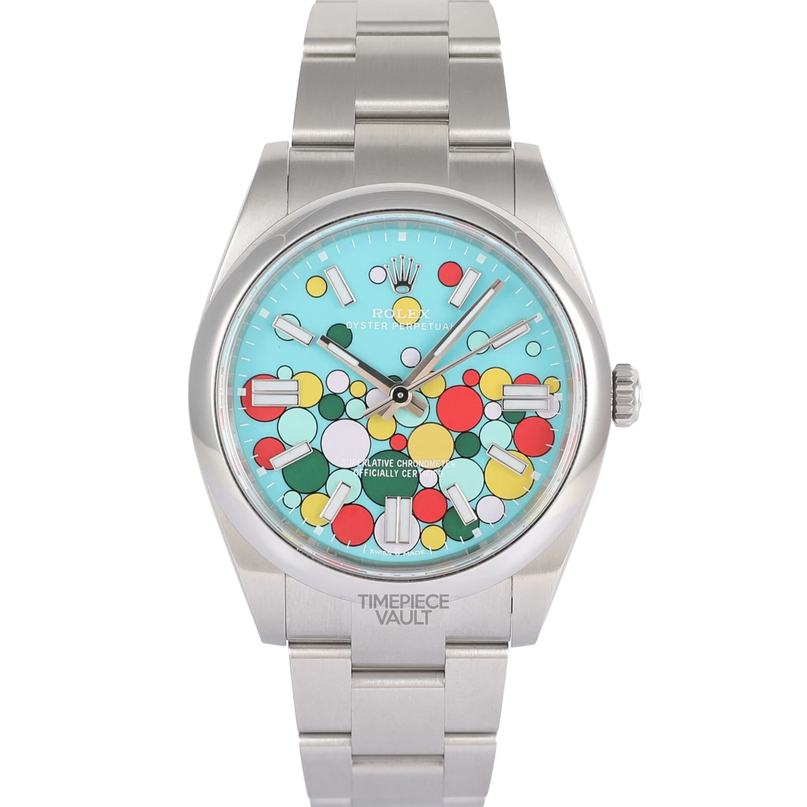 Rolex — Rolex Men Oyster Perpetual 124300 Steel 41mm Custom Celebration Balloon Dial B&P