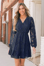 Cupshe Floral Contrast Lace Peasant Sleeve Mini Dress Women's Size L