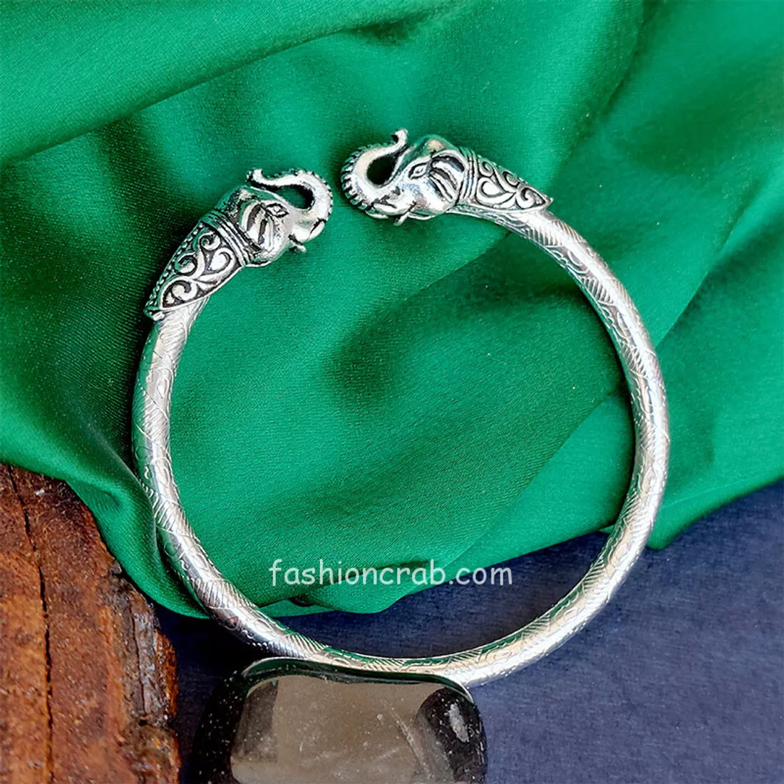Indian Bollywood Style Silver Tone Brass Elephant Mens Kada