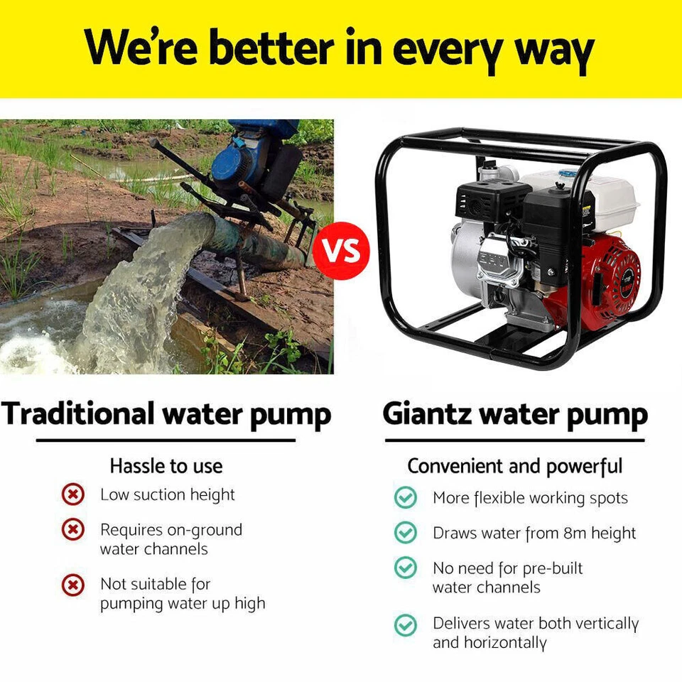 8.5HP Fire Fighting Water Transfer Pump Booster Irrigation Pump Petrol - image 4 of 4