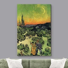 Van Gogh Wall Art Canvas Print - A Walk at Twilight