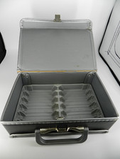 Vintage Cassette Storage Case 80s Fabric Canvas Tan Tweed Holds 12 1970s Holder