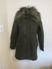 Line Company Women’s Coat With Faux Fur Collar Moss Color Size S/p