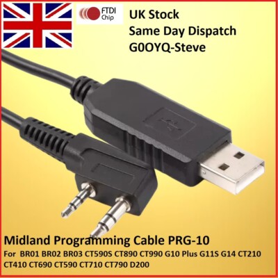Midland Programming Cable BR01 CT590 G10 G11 CT210 CT410 CT590 CT690 D200 PRG-10