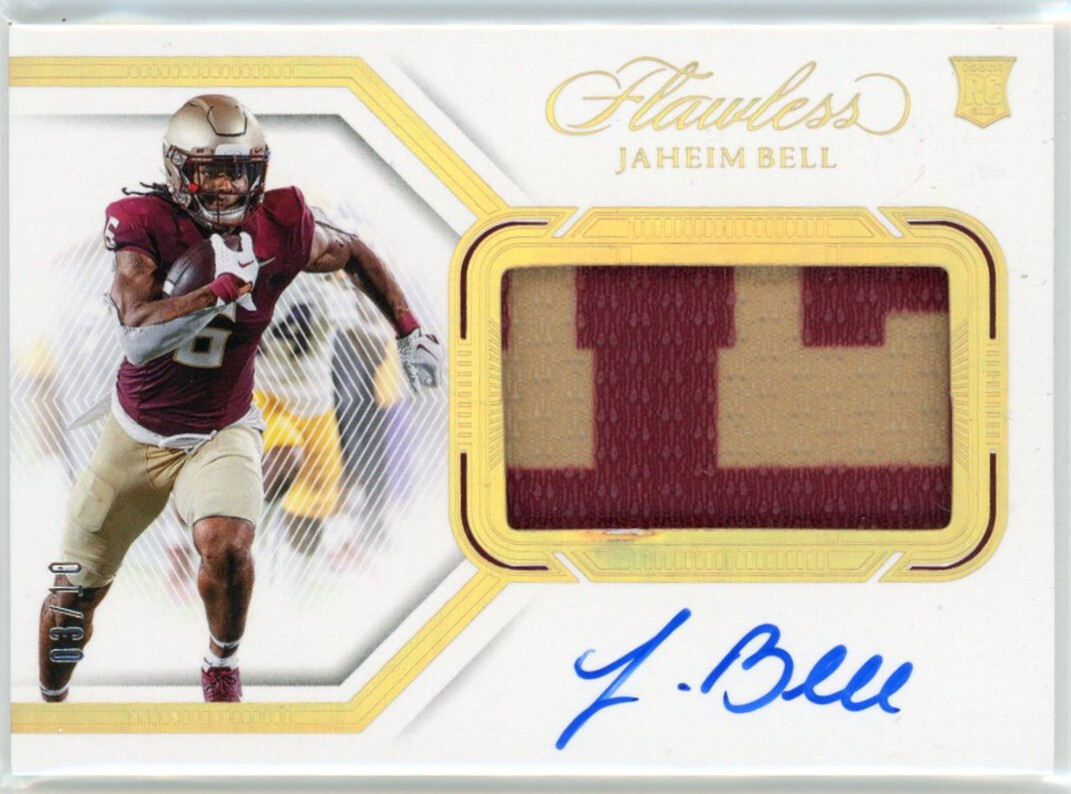2024 Flawless Collegiate Jaheim Bell Gold Patch On-Card Auto RC 3/10 FSU