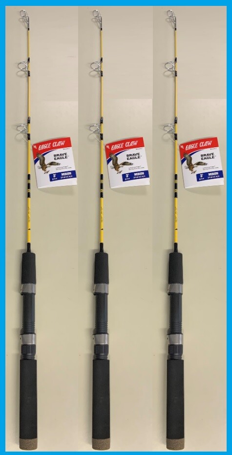 3 EAGLE CLAW BRAVE EAGLE 3' Ice Fishing Spinning Rods #BRV202-3