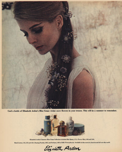 1963 Elizabeth Arden: Cool Bottle Blue Grass Vintage Print Ad - Afbeelding 1 van 1