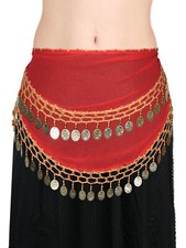 Belly Dance Hip Scarves Gold Coins Sequins Crochet Scarf for Women Assorted Lot