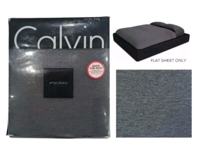 Calvin Klein Flat Sheet Modern Cotton Body Sheet Full Size Solid Charcoal Grey 