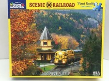 White Mountain Puzzles  Scenic Railroad  1000 piece jigsaw puzzle Conway NH USA