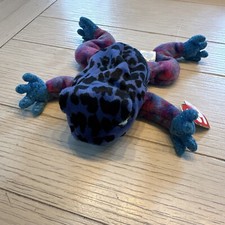 Ty Beanie Babie 8in Dart The Frog Purple Blue Multicolor With Tag