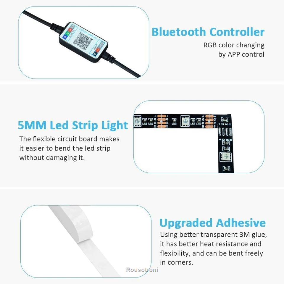Romwish TV LED Backlights 4.5M, LED Strip Lights with Bluetooth APP