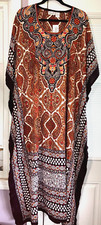 NEW MUMU 2X 3X SANTE KAFTAN CAFTAN HOUSE DRESS BLACK WHITE ORANGE & RED #HJ