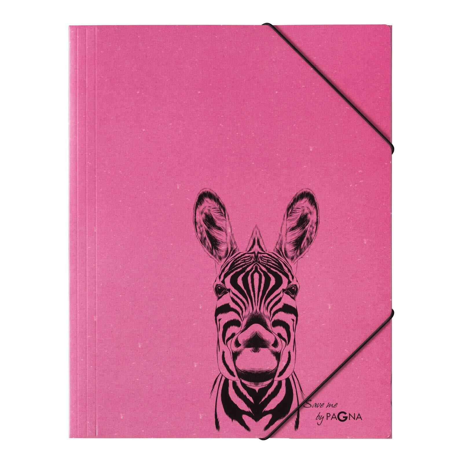 Pagna 21658-34 Elasticated Folder Zebra Cardboard 3 Folders DIN A4 DIN A4 Zebra