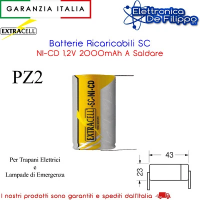 ELCART 2 Batterie Ricaricabile SC NI-CD 1,2V 2000mAh A Saldare