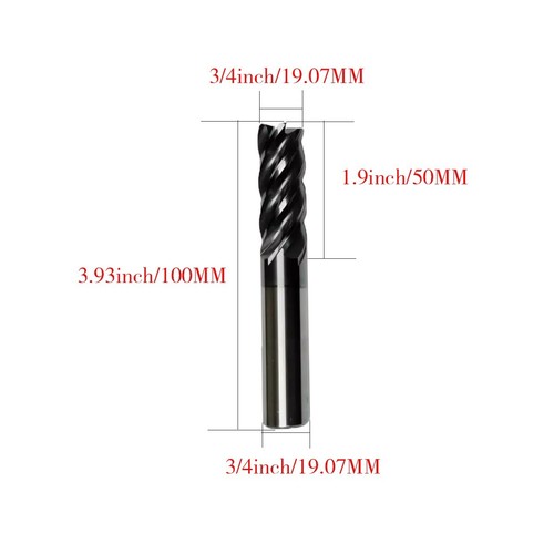 1PCS 3/4" Shank x 4" LONG 4Flute Solid Carbide End Mill - Tialn Coated USA - Picture 2 of 5