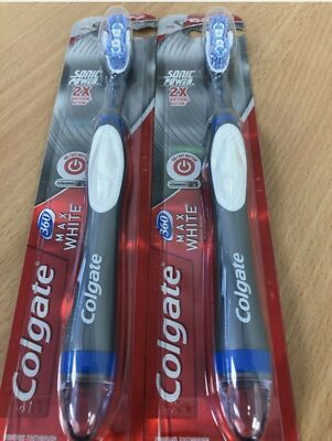 2 Colgate 360 Max White Expert Whitening Sonic Power Akku Zahnbürste, 2 von