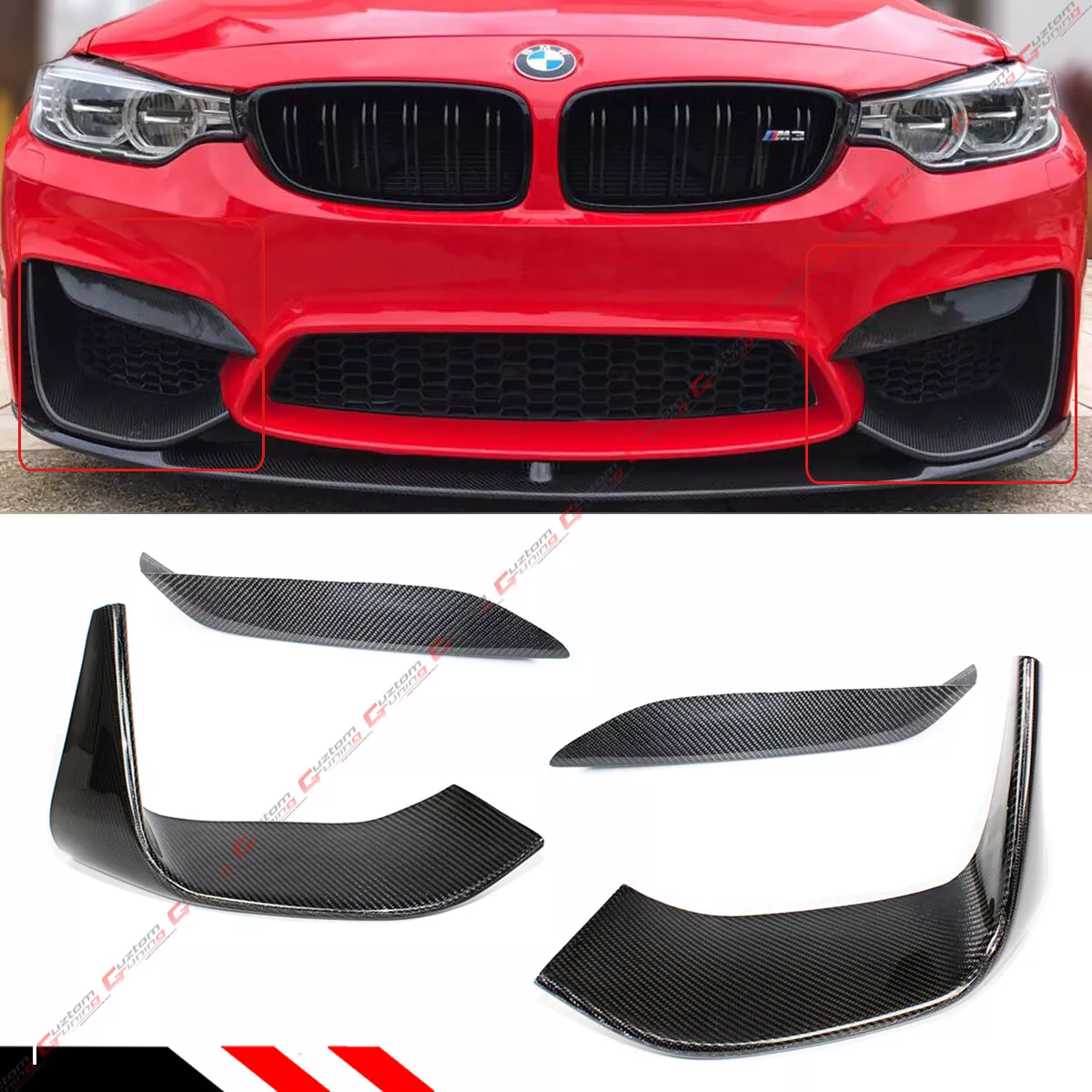 FOR 15 19 BMW M3 M4 CARBON FIBER BUMPER FANG LID COVERS 2 PCS