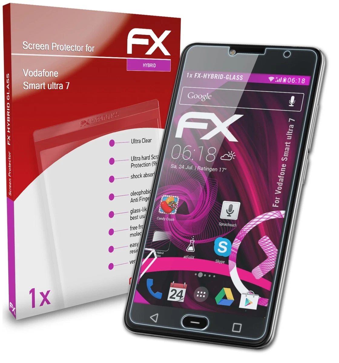 E-Hamii [2 Pezzi] Vetro Temperato 9H Per Vodafone Smart V8 - Pellicola Protettiva HD Anti Graffio E Anti Impronte - Copertura Non Totale Per Schermo Piatto