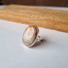 Unique Fossil Coral Gemstone Ring 925 Sterling Silver Beautiful Gift Ring PG6401