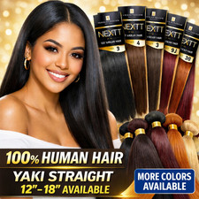 Sensationnel NEXTT 100 Human Hair Yaki Straight Weave 8" 10" 12" 14" 16" 18" Co
