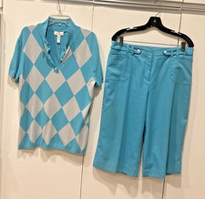 Zestaw golfowy Damski top M Szorty 12 turkusowy + szary biustonosz lilia nowy z metką Chiny