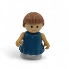 Vintage Fisher-Price Little People Girl Blue Dress Brown Hair Chunky Figure 1990