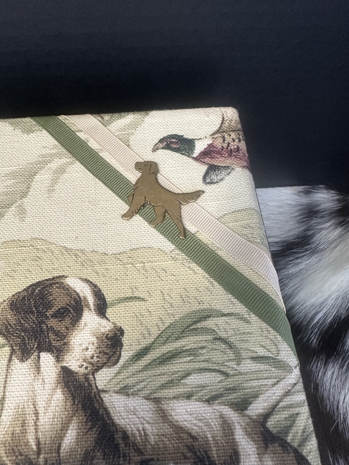 Hand Made Decorative Storage Box W/Lid with Dog Hunting  Scene, 12.5in x10in