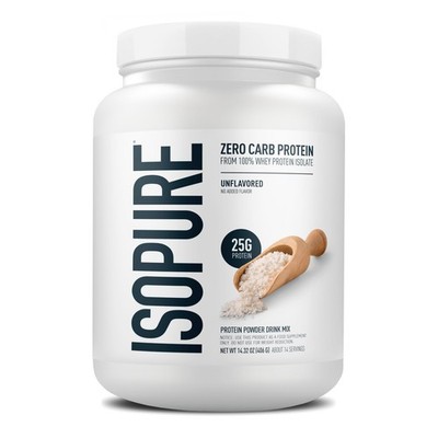 Zero Carb Whey Isolate Protein Powder, Unflavored, 1 LB - Low Calorie, High Prot