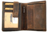GeldböRse Geldbeutel Portemonnaie Herren BüFfelleder Echt Leder Rfid 15 Karten