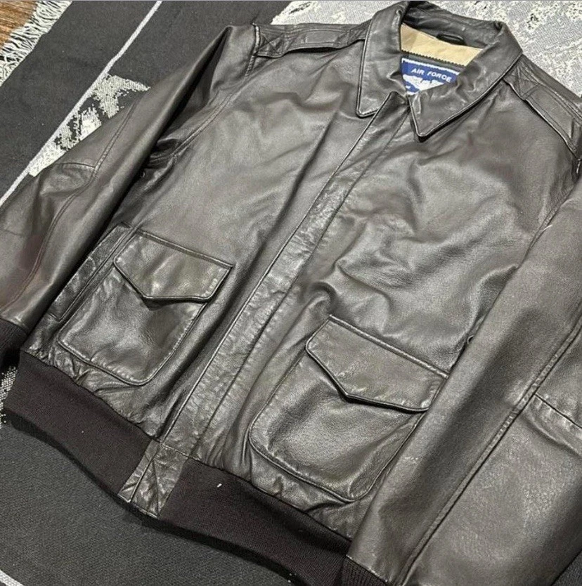 Vintage Air Force Airborne Genuine Leather Bomber Style Jacket Size Large - Image 2 of 4