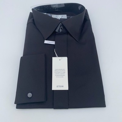 Eton Men's Contemporary Fit Stretch Formal Shirt - Black - Size 18R