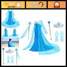Elegant Princess Dress Costume with Shimmering Long Cape for Girls' Birthday Par