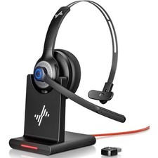 Bluetooth 5.2 Wireless Headset Mic  Charging Base USB Dongle PC Laptop Phone