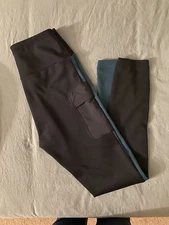 Backcountry Leggings Womens Small Green Black Fleece Lined Pocket Hiking