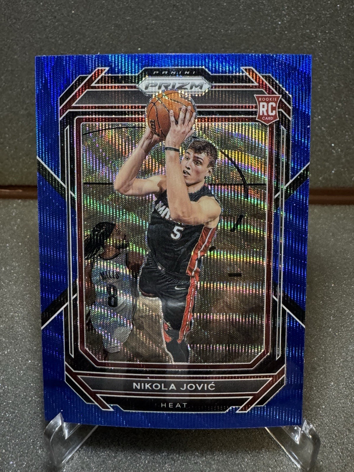 Nikola Jovic 2022-23 Panini TRUE Rookie Blue Wave Prizm SP #236 RC Miami Heat