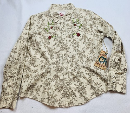 Country Royalty Women’s Lg Embroidered Red Rose Pearl Snap Western Shirt NWT - Afbeelding 1 van 12