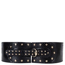 72985 auth GUCCI black 2006 STUDDED P THON WIDE WAIST Belt 90 36