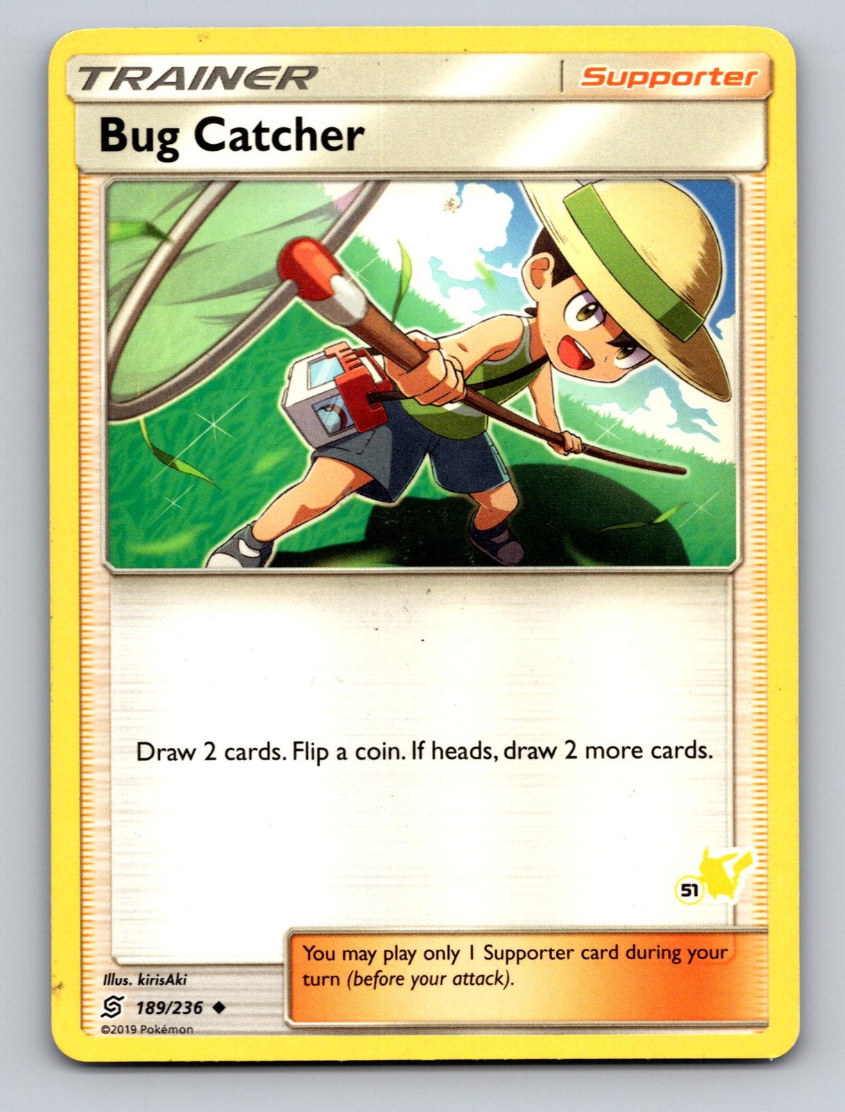 BUG CATCHER - 189/236 (#44 PIKACHU STAMPED) 189/236 P BATTLE ACADEMY POKEMON NM