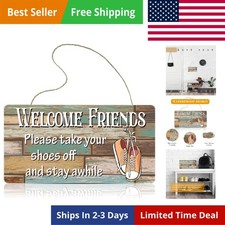 Wooden Hanging Shoes off Sign Please Take Your Shoes off and Stay Awhile Sign 9.