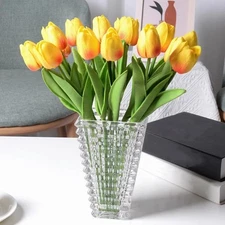 10 PCS Artificial Tulips Real Touch Fake Flower, Orange Arrangement Bouquet Home