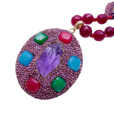 Collana pietre preziose viola agata ametista ciondolo grezzo collane donna gioielli