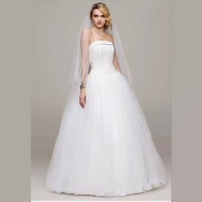David's Bridal MICHAELANGELO Strapless Tulle Princess Wedding Dress Ball Gown 2