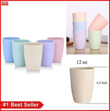 Wheat Straw Cups Set of 5 Unbreakable Reusable Drinking Tumblers 12 Oz Eco
